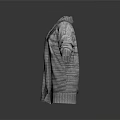 Adorable Animal Wearing Gray Knitted Cardigan On Dark Reflective Surface