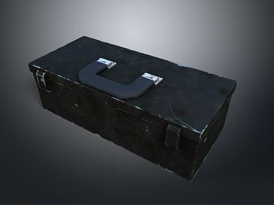 Black Rectangular Toolbox With U Shaped Handle And Secure Latches For Home Use 3d model
