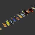 Vibrant Animated Fish Characters Including Clownfish And Yellow White Varieties For Games And Films