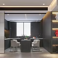 Modern Dining and Living Room Interior With Decorative Partition Sofa and Recessed Lighting