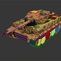 Military Tank With Camouflage Paint Long Cannon Barrel And Tracked Base