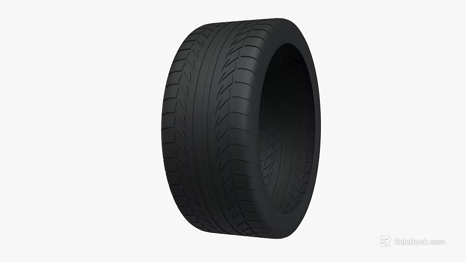Black Car Tire With Deep Tread Pattern For Enhanced Road Grip And Durability 3d model