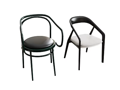 Modern Minimalist Dining Chairs With Green Black Frame And Black White Seat Cushion 3d model