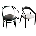 Modern Minimalist Dining Chairs With Green Black Frame And Black White Seat Cushion