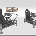 Racing Gaming Simulator Setup With Ergonomic Seat Dual Monitors Steering Wheel And Pedals