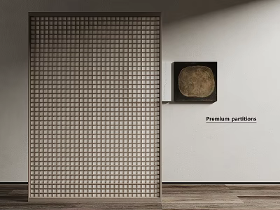 Modern Minimalist Premium Partitions With Wooden Grid Design And Decorative Wall Art 3d model