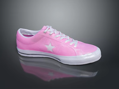 Pink Canvas Sneakers With White Laces Sole And Star Logo Design 3d model