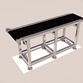 Black Conveyor Belt With Silver Metal Frame On White Base 3d model