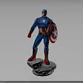 Captain America Statue In Blue Uniform With Star Shield Red Gloves On Stone Base