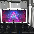 Modern Fitness Gym Interior With Spin Bikes Neon Lights And Large Windows