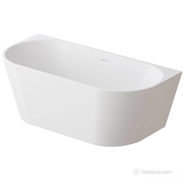 White Oval Freestanding Modern Bathtub With Sleek Smooth Surface Design 3d model 