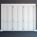 Modern White Wardrobe Interior Design With Multiple Doors And Brass Handles 3d model