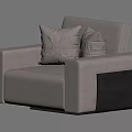Modern Light Gray Single Sofa With Square Armrests Decorative Pillows Dark Accent