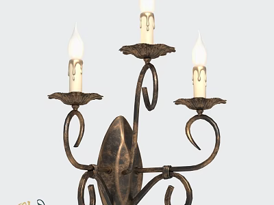 Vintage Wall Sconce With Three Candle Shaped Lights And Classic Metal Bracket 3d model