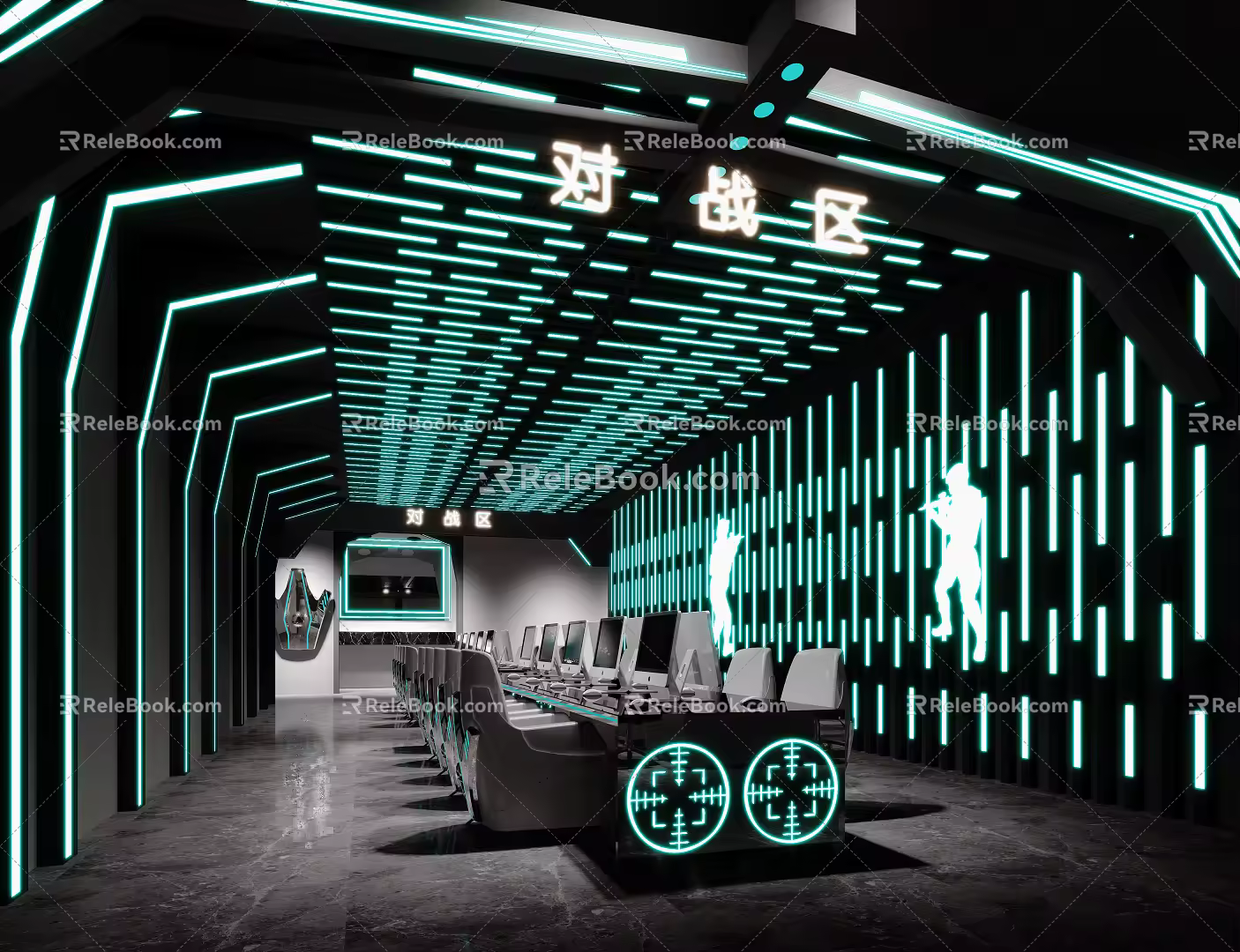Modern Internet Cafe Simple Internet Cafe 3d model