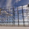 Industrial Equipment Metal Scaffolding Structure With Circular Lighting Device And Audio Speakers