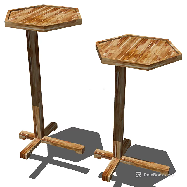 Modern Wooden Coffee Table With Hexagonal Solid Wood Top And Sturdy Stand Base Design 3d model 