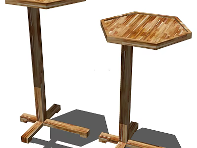 Modern Wooden Coffee Table With Hexagonal Solid Wood Top And Sturdy Stand Base Design 3d model