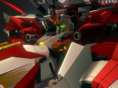 Futuristic Game And Movie Mecha Character With Red White Armor Mechanical Details And Bold Design 3d model