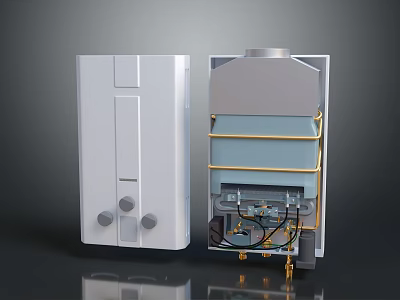 White Household Appliance With External Design And Internal Pipes Heating Components 3d model