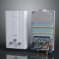 White Household Appliance With External Design And Internal Pipes Heating Components