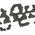 Stone Building Exterior Wall Ruins With Arches Columns And Various Shapes