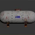 White Gas Tank With Red Top MB Logo Rustic Details And Metal Stand