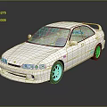 White Sports Car With Rear Spoiler Silver Wheels And Streamlined Design