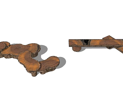 Natural Wood Outdoor Chair With Unique Log Shaped Seat And Backrest 3d model