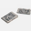 Folded Black And White Newspapers With Text And Images On White Background