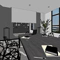 Modern Conference Room Interior With Long Table Black Chairs Projector And Large Windows