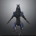 Detailed 3D Sci Fi Creature Character Featuring Blue Gray Armored Skin And Standing Pose