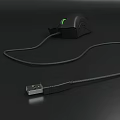 Ergonomic Black Wired Gaming Mouse With Green Light And USB Cable Design 3d model