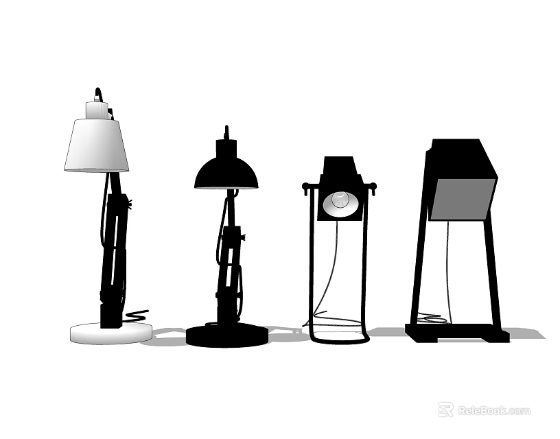 Modern Minimalist Table Lamps In Black And White Various Designs 3d model