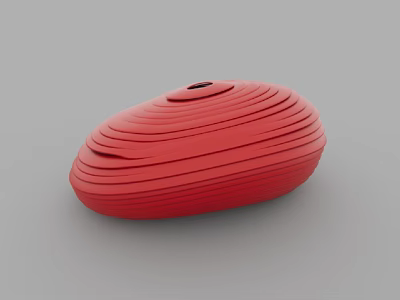Red Striped Oval Decorative Container With Textured Surface And Modern Design 3d model