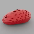 Red Striped Oval Decorative Container With Textured Surface And Modern Design
