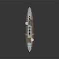 3D Model Of Warship With Chimneys And Mast