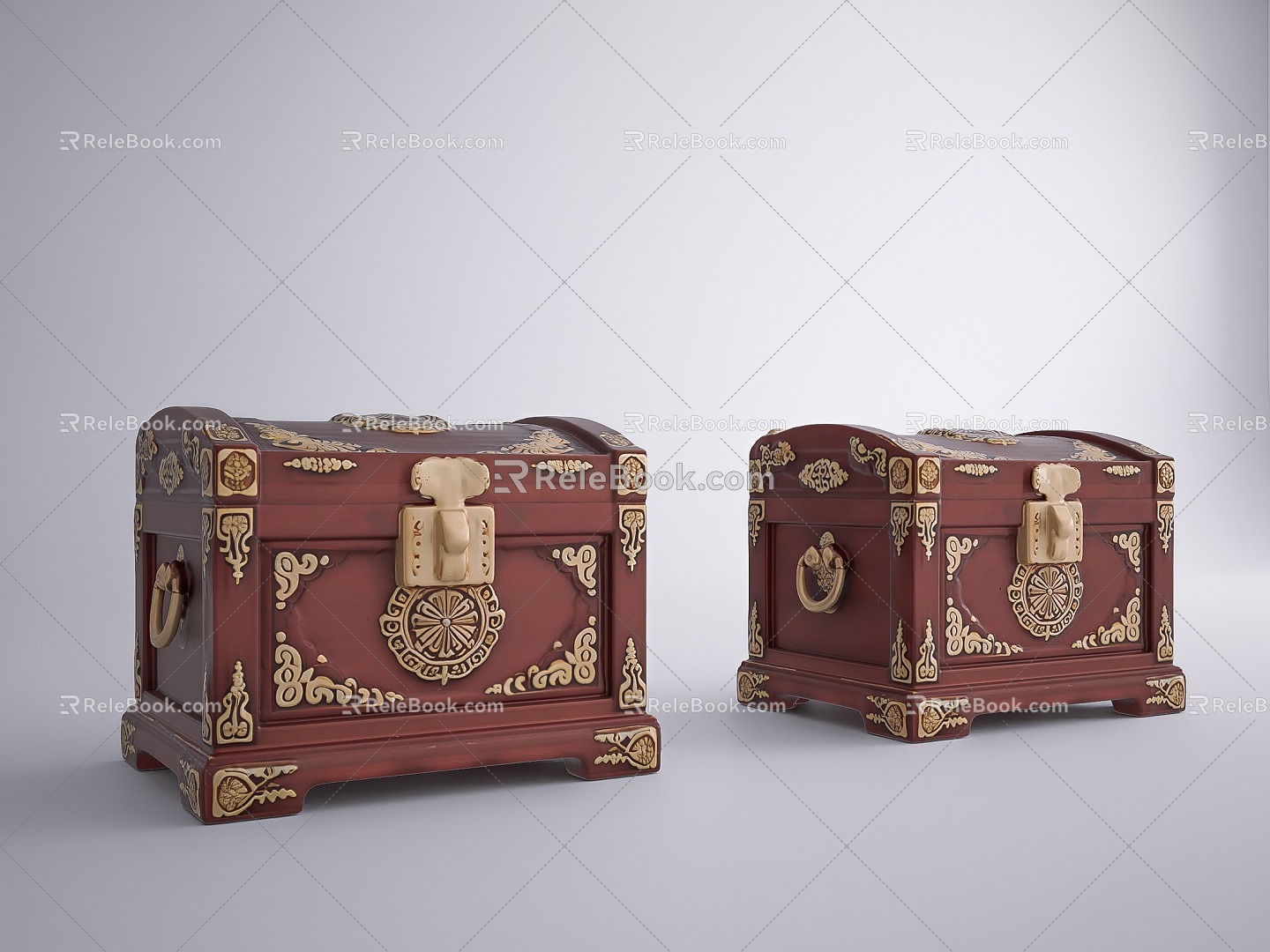 New Chinese Style Chinese Style Other Scribs Chinese Style Treasure Chest Retro Treasure Chest Medieval Treasure Chest Medieval Ancient Retro Jewelry Box Wooden Treasure Chest 3d model