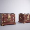 New Chinese Style Chinese Style Other Scribs Chinese Style Treasure Chest Retro Treasure Chest Medieval Treasure Chest Medieval Ancient Retro Jewelry Box Wooden Treasure Chest 3d model