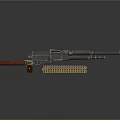 Tactical Machine Gun With Wooden Handle Metal Barrel And Ammunition