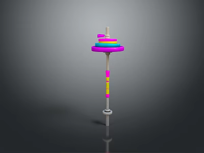 Colorful Spinning Top Shaped Weapon With Pink Yellow Blue And Wooden Parts 3d model