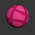 Glossy Decorative Pink Sphere With Intersecting Stripes And Textured Surface
