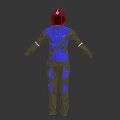 Blue And Gray Functional Outfit With Reflective Details Helmet Visor And Crossbody Bag