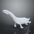 White Dinosaur Model With Long Neck And Realistic Texture On Gray Reflective Surface 3d model