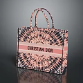 Christian Dior Stylish Pink Black Tie Dye Handbag with Dual Handles