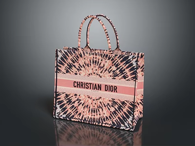 Christian Dior Stylish Pink Black Tie Dye Handbag with Dual Handles 3d model