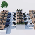 Modern Office Workspace With Multiple Desks Computers Chairs And Green Plants 3d model