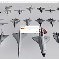 Various Detailed Aircraft Models Collection With Different Types And Designs