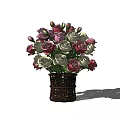 Beautiful Wicker Basket Vase With Pink And White Roses Floral Arrangement