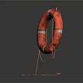 Red Lifebuoy With Sunday Bay Text And Orange Rope For Safety Use